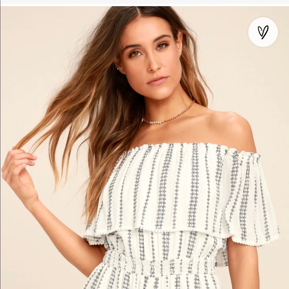 Lulu’s See Ya There White Off the Shoulder Romper